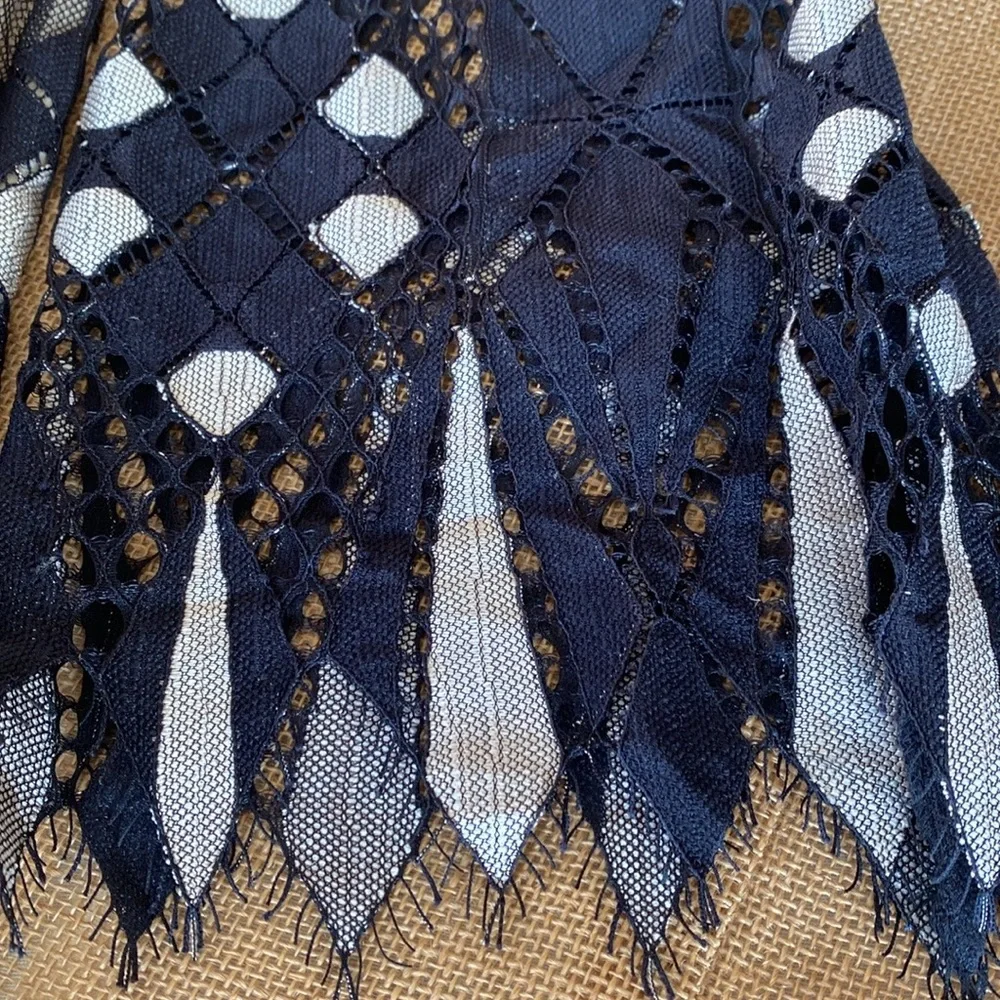 Free People Black Art Deco Lace Mini Dress - Picture 7 of 15